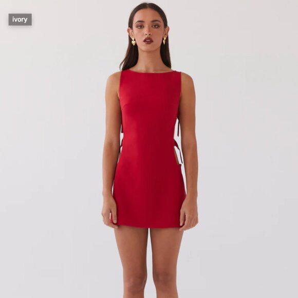 NWT Peppermayo Exclusive - Cherish You Buckle Mini Dress - Red - Picture 2 of 5